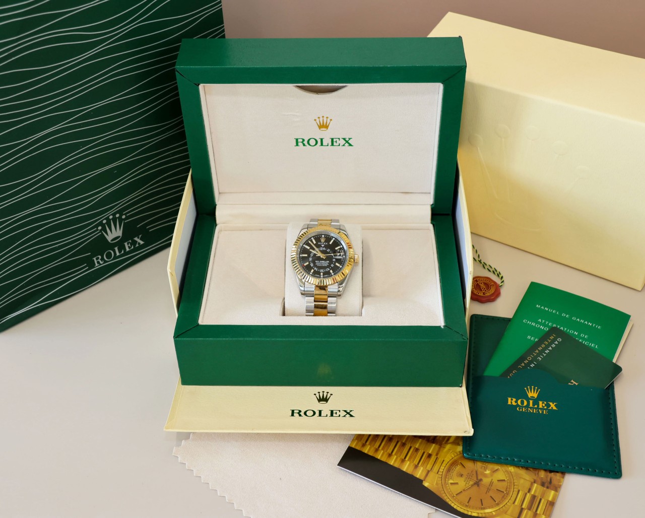 R*LEX ] 수입고급 오이스터 스카이드웰러 블랙골드 42mm