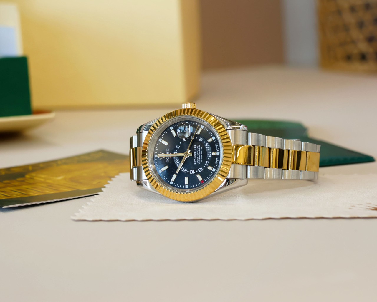 R*LEX ] 수입고급 오이스터 스카이드웰러 블랙골드 42mm