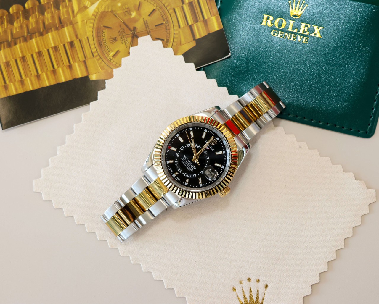 R*LEX ] 수입고급 오이스터 스카이드웰러 블랙골드 42mm